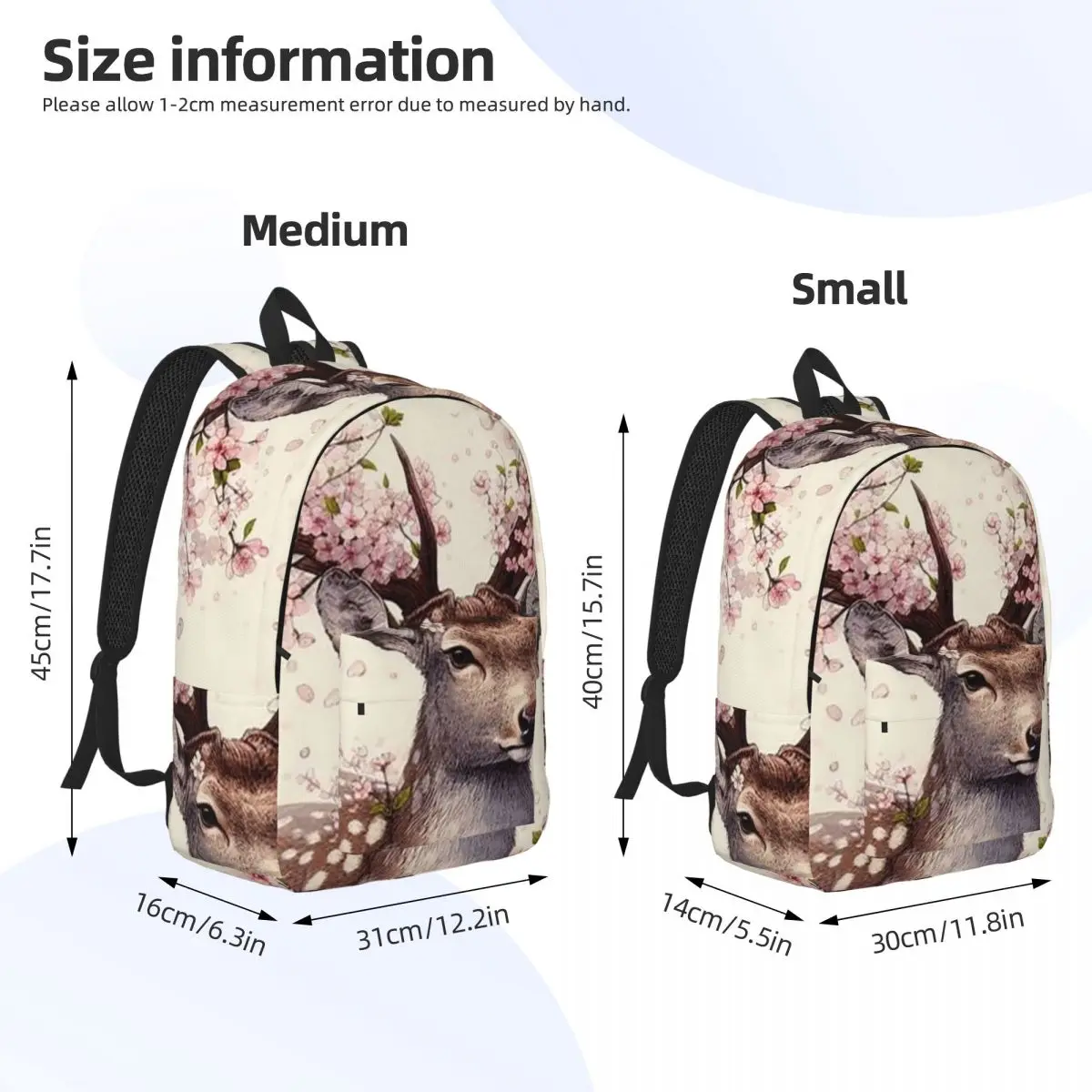 Flower Deer Backpack Student Boys Girls BookBag Children School Bag Computer Shoulder Bags for Men Women