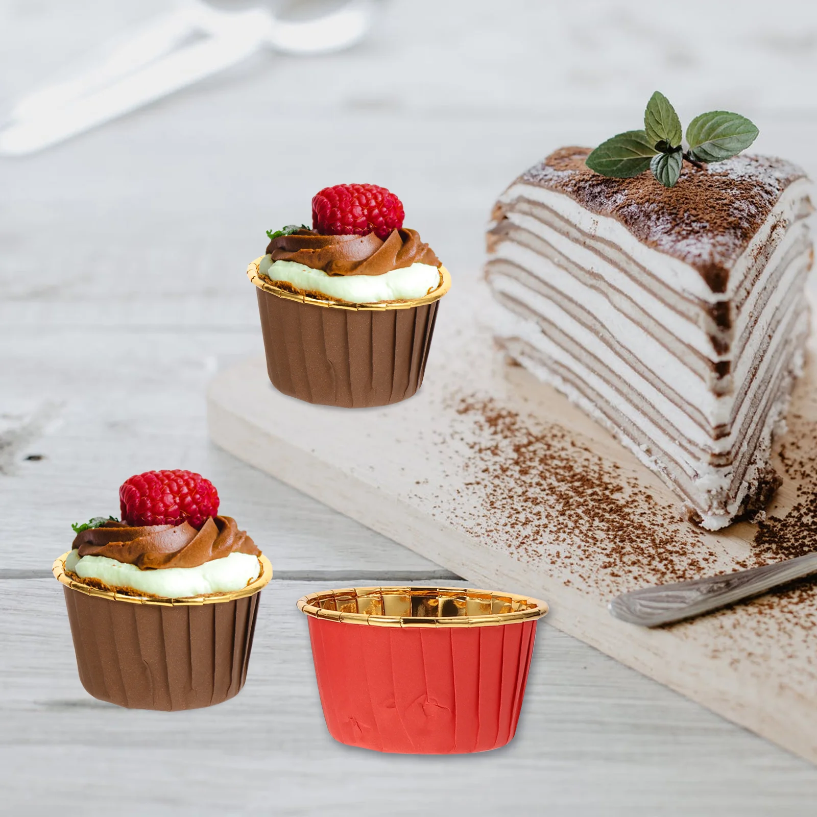 

100 Pcs Cake Cups High Quality Paper Disposable Baking Muffin Cups Heat Resistant Odorless Mini Cases for Party Shop Use