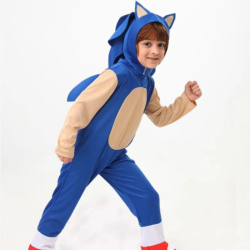 سونيكس الكرتون بذلة ارتداءها الاطفال تأثيري تمويه القنفذ تأثيري حلي أنيمي بنين بنات قفازات بيضاء هدية الهالوين