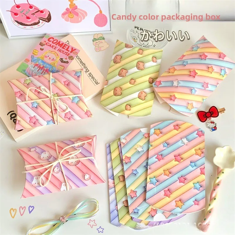 

Ins Small Cute Candy Folding Paper Boxes Cartoon Star Gift Box Card Packaging Bag