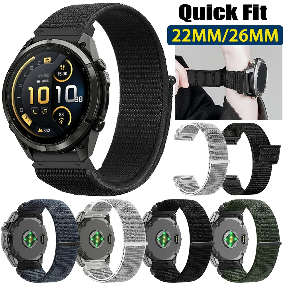 Quick Fit Strap 26 22mm for Garmin Fenix 9 Pro Solar 47mm 51mm Fenix9 E 8 7 Pro 7X 6X 5X 6 5 Tactix 8/Epix Nylon bracelet correa