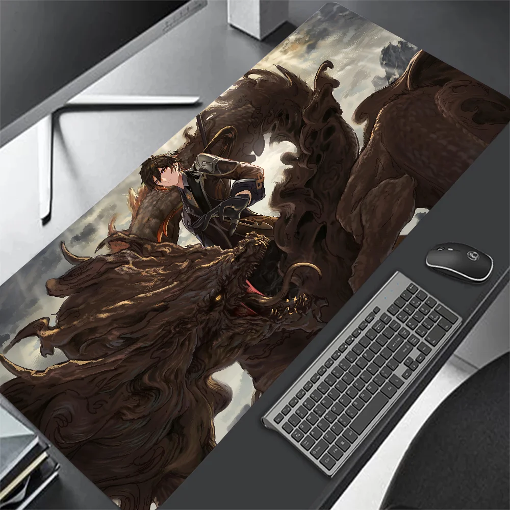 Game Anime Genshin Impact Zhongli Mousepad Desk Mat Gaming Accessories Large Gaming Mouse Pad XXL Non-Slip Rubber Game