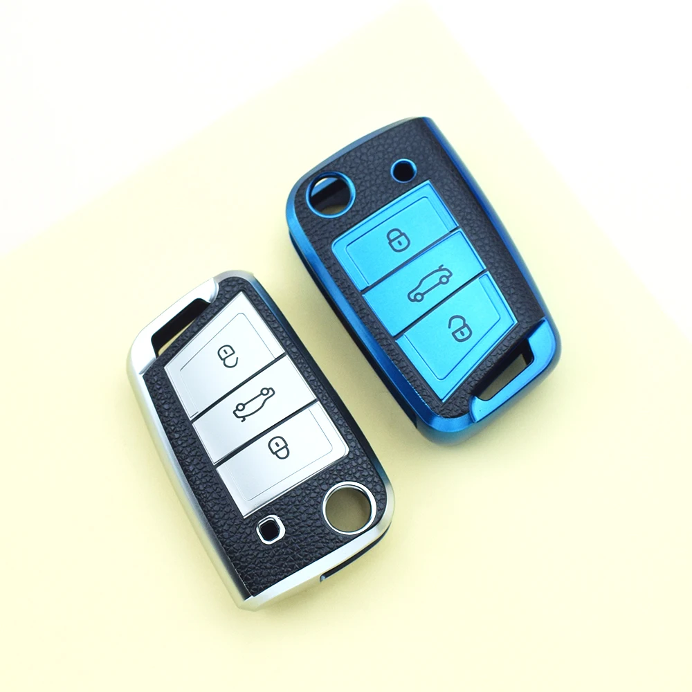 

Чехол-накладка из ТПУ для автомобильного ключа-брелока (без ключа) для VW Golf 7 MK7 VII Tiguan Polo Skoda Octavia A7 Kodiaq Seat Ateca Leon