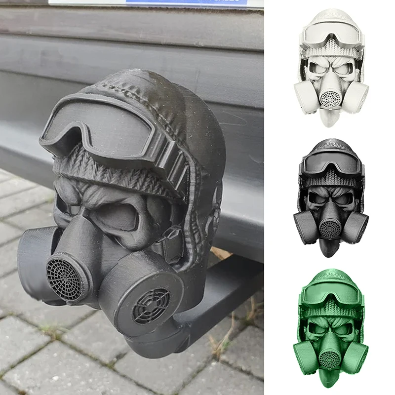 Trailer Hitch Cover With Steel Helmet And Gas Mask 3D Printed Trailer Hitch Ball Cover Prevent Receiver Tube From Rusting