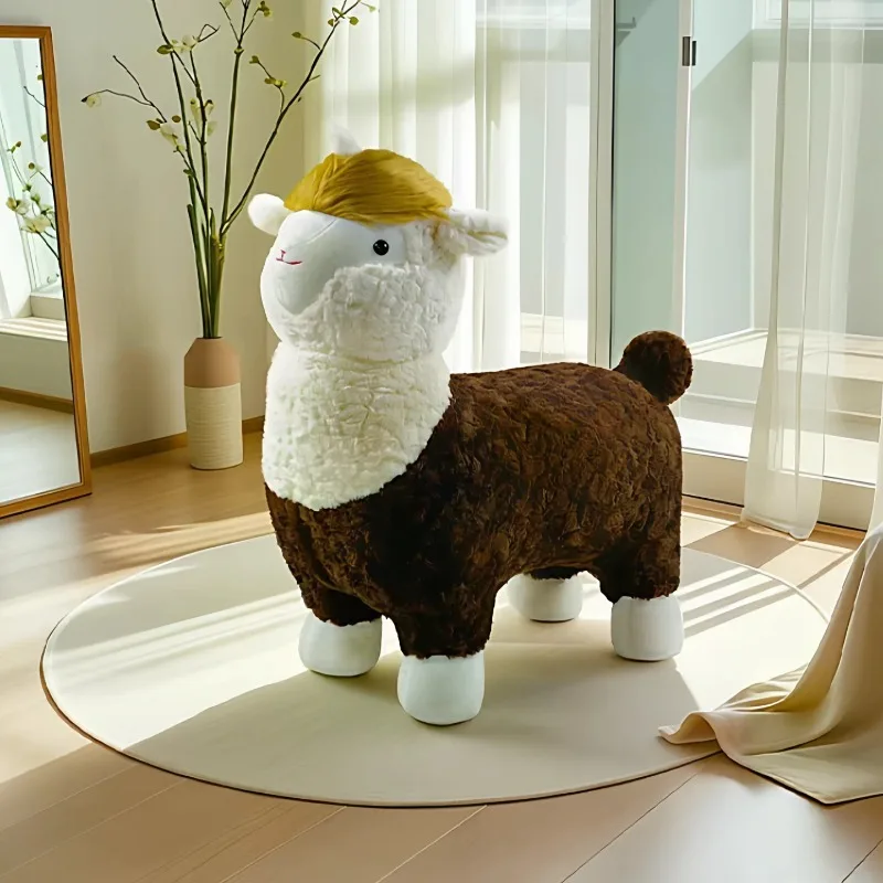 Plush Shoe Changing Stool Alpaca Landing Low Stools Luxury Multifunctional Bedroom Ornaments Modern Home Decorative Furniture