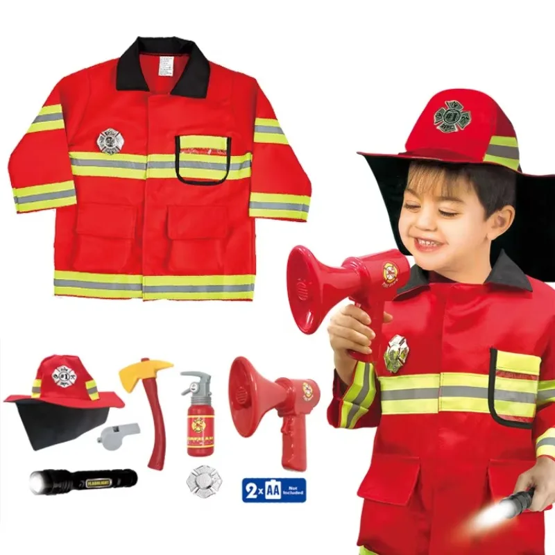 Niños bombero Halloween Cosplay uniforme juguetes niños Sam bomberos ropa de trabajo de rol traje niño niña actuación disfraces de fiesta