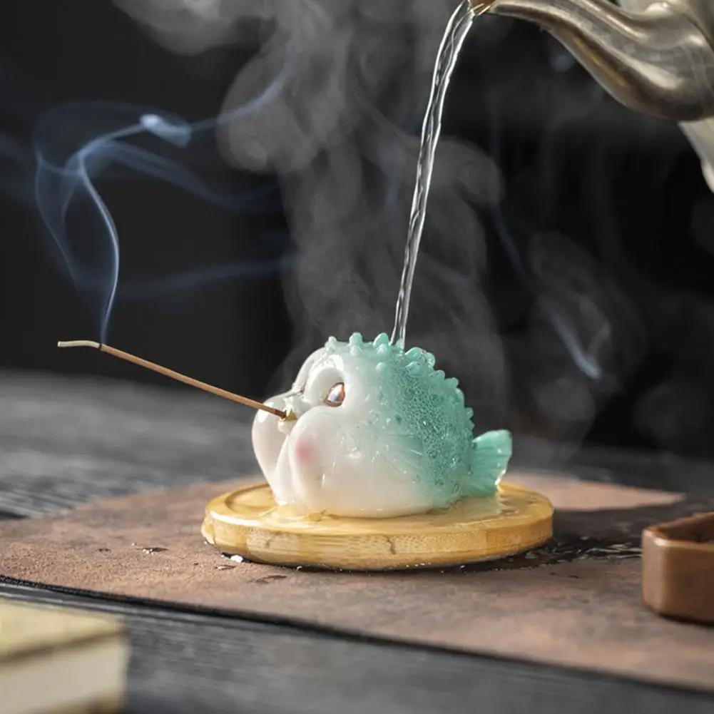 Pufferfish Incense Holder Fish Incense Holder Pufferfish Resin Incense Stick Holder Globefish Tea Pet Figurine Home Office Table