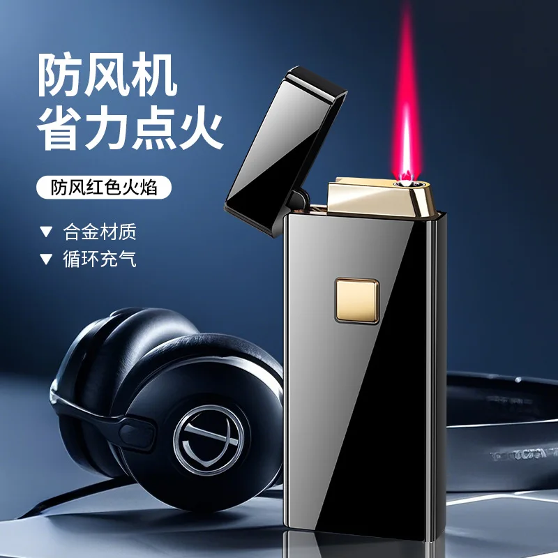 

Induction thin lighter windproof red flame lightweight easy to carry gift box packaging for men's small gifts must be smoking
