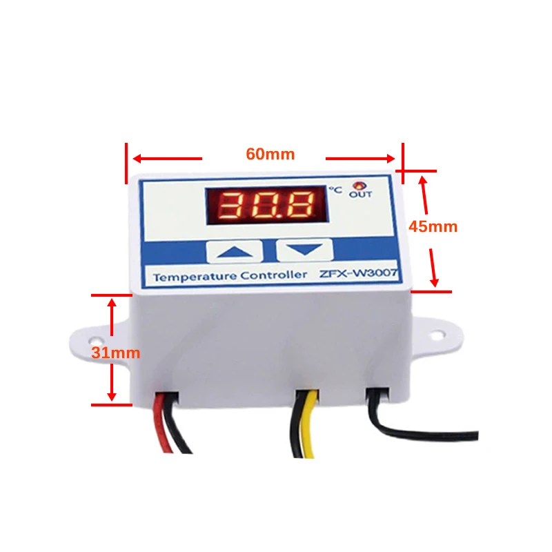 W3007 Digital Temperature Controller LED Display NTC Sensor 10A Waterproof Thermostat For Incubator DC 12V 24V 36V 48V 60V