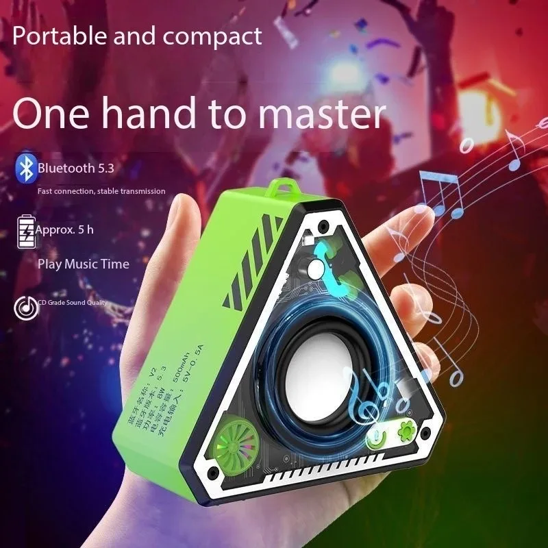 

V2 Transparent Mecha Style Portable Wireless Bluetooth Speaker Karaoke Machine Subwoofer TWS Stereo Cyberpunk Party Music Gift