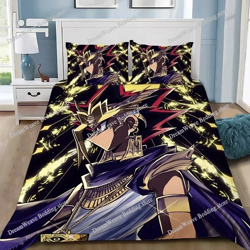 Home Textile Cartoons  Yu-Gi-Oh Pharaoh Atem Cover Duvet Cover Pillow Case Boy Girl Polyester Bedding Set King Queen Twin Size59