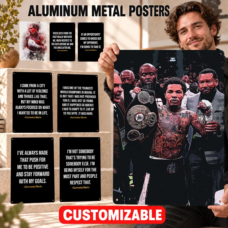 Gervonta Davis American Boxer Textured Metal Posters Personalized Aluminum Sign Wall Art For Sports Room, Bedroom Or Man Cave