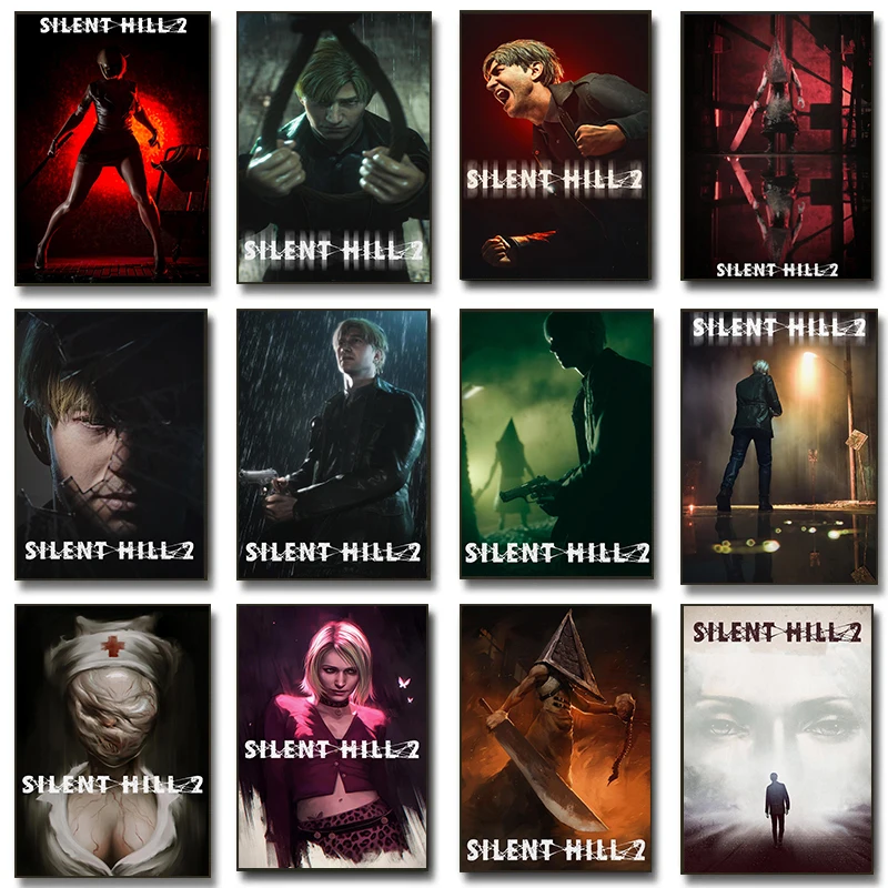 Classic Vintage Horror Video Game Silent Hill 2 Posters Survival Prints Canvas Painting Wall Art Pictures Home Living Room Decor