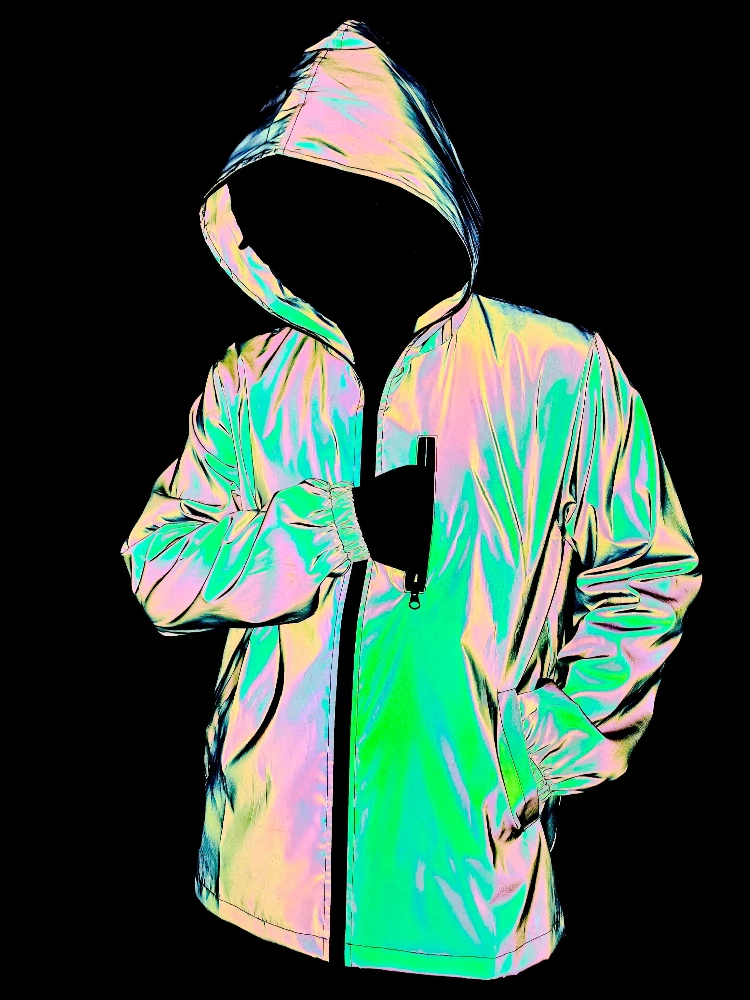 

Мужская светящаяся велосипедная куртка, ветрозащитная, с отражающими элементами, повседневная, модная, свободного кроя, для бега