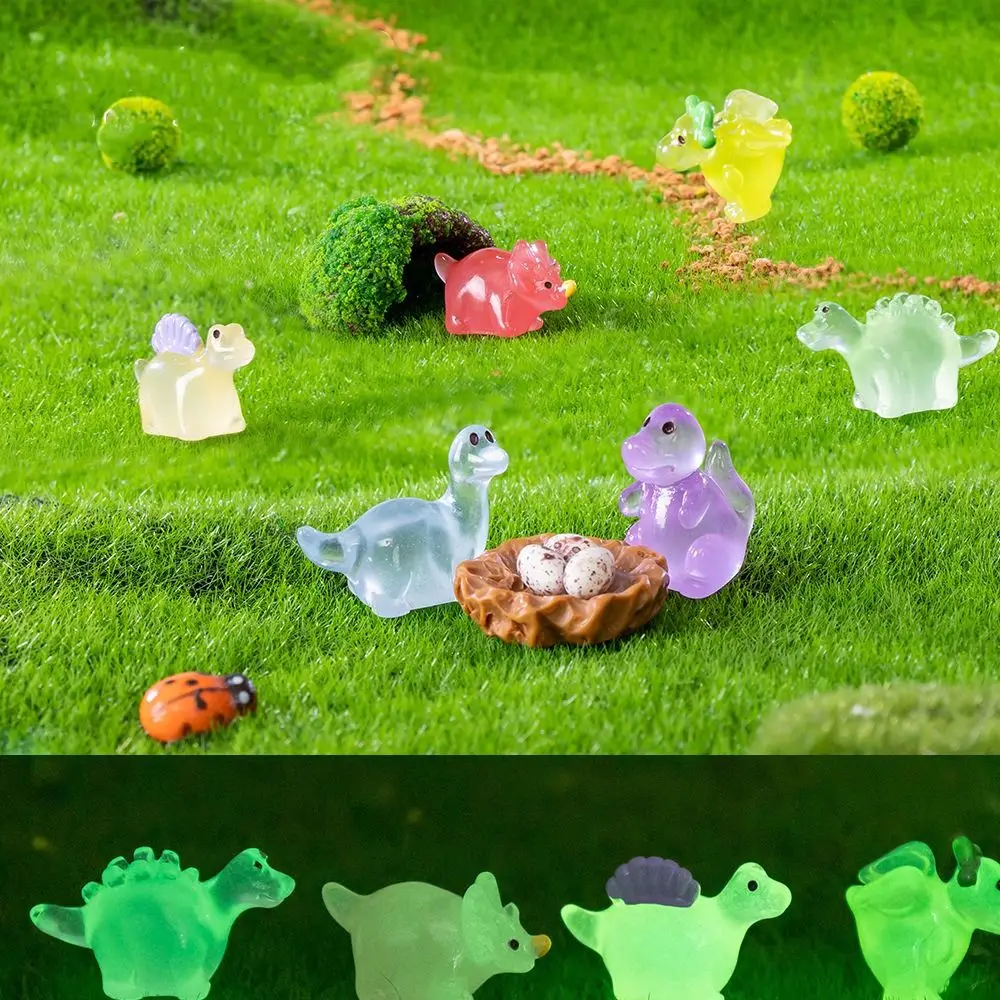 

Cartoon Noctilucent Dinosaur Figurines Resin Crafts DIY Mini Dinosaur Ornaments Handmade Delicate Micro Landscape Decoration