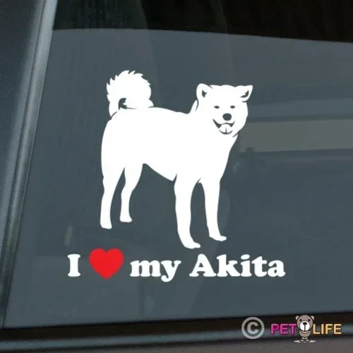 I Love My Akita Sticker Die Cut Vinyl - ken car decals