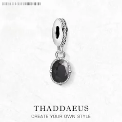 Charm Pendant Black Oval Autumn Vintage Look Europe Jewelry For Women Men Trendy Gift In 925 Sterling Silver