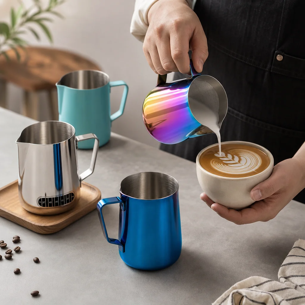 Barista Milk Jug - Stainless Steel Milk Frothing Pitcher Multi