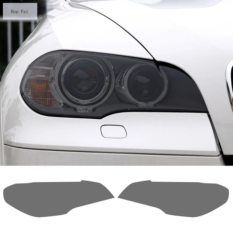 

2 Pcs Car Headlight Protective Film Front Light Transparent Smoke Black TPU Sticker For BMW X5 E70 X5M M Performance 2007-2013