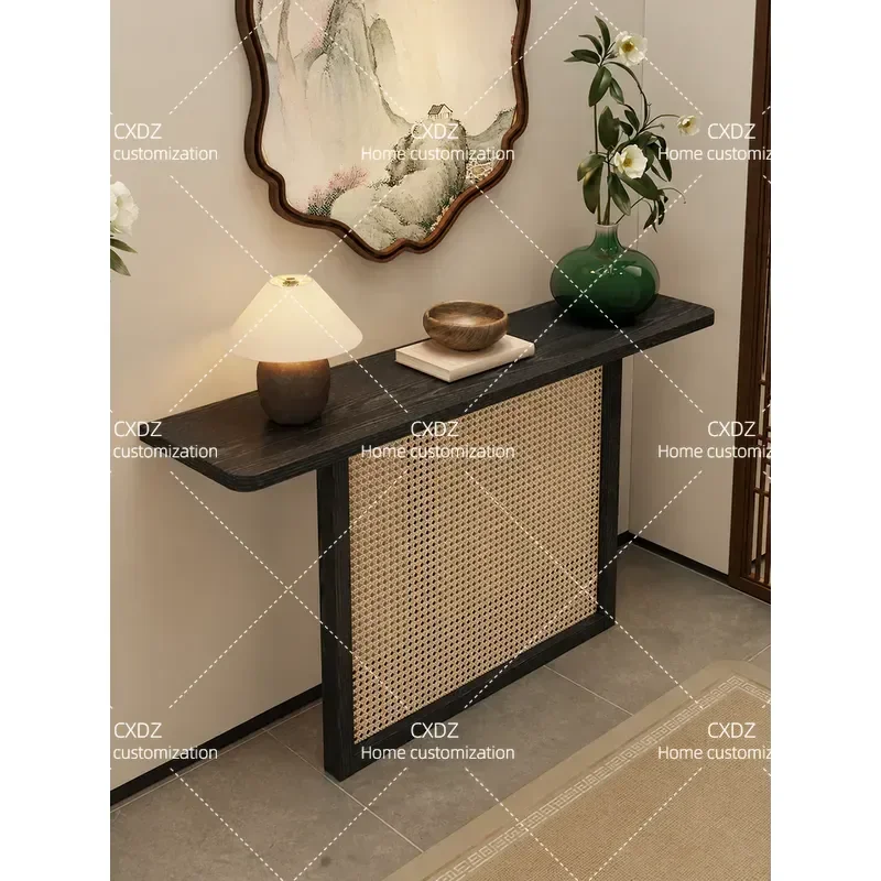 Medieval Style Solid Wood Oak Porch Table Long Strip Wall Shelf Case Decoration Chinese Corridor Home Desk