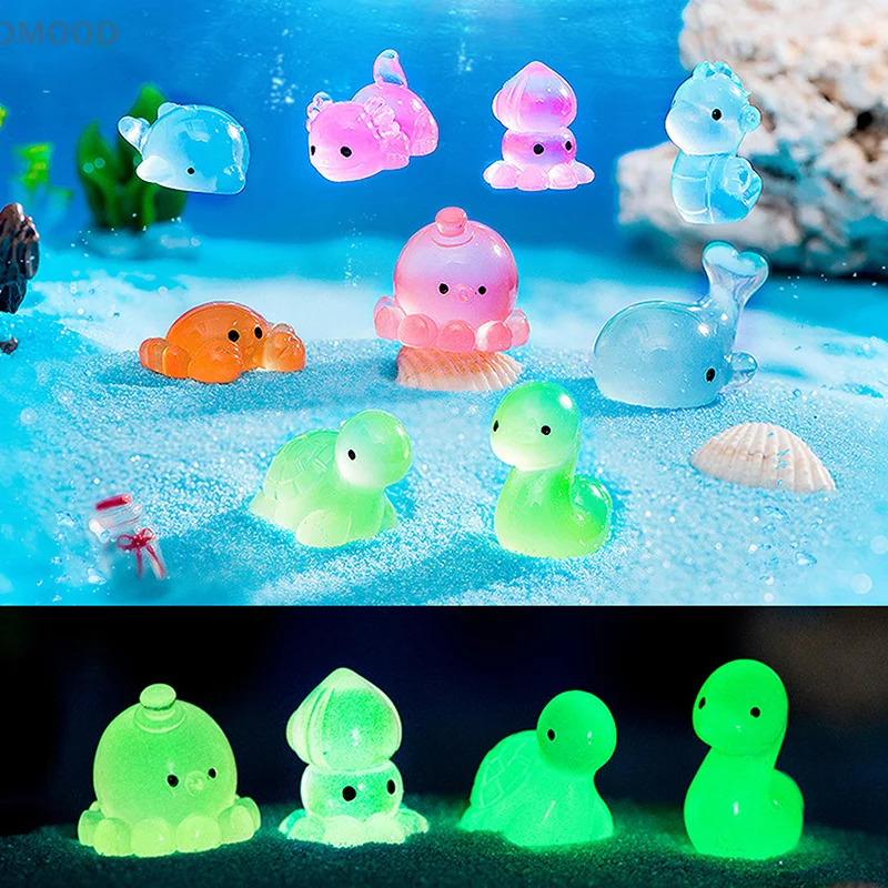 Luminous Marine Animal Ornament Mini Glow Animal Pendant Micro Fish Tank Crab Dolphin Octopus Decoration Landscape
