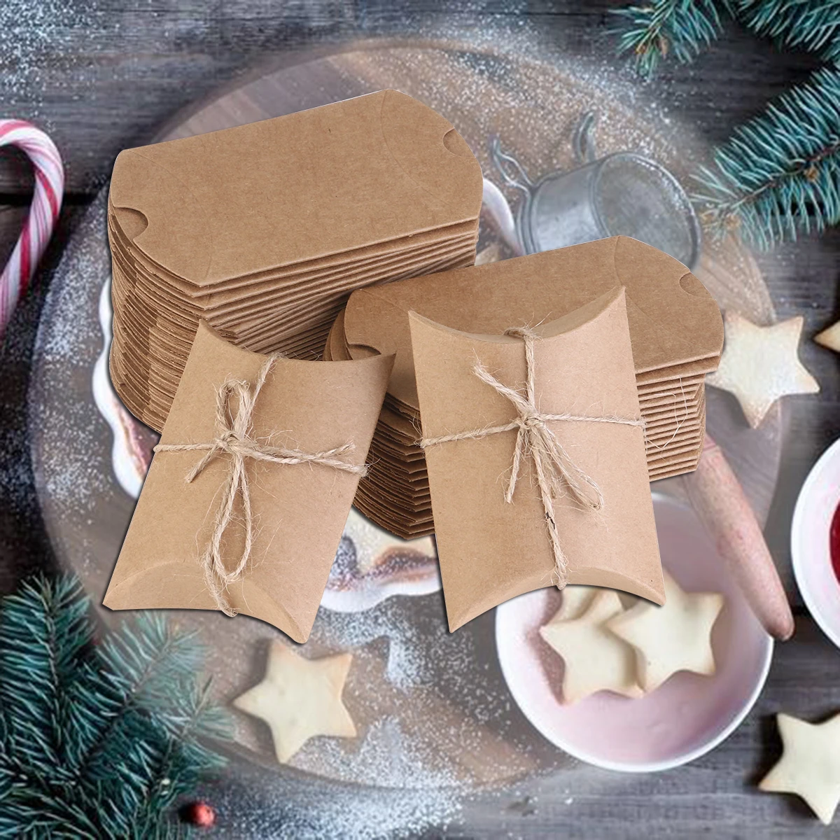 

Kraft Vintage Boxes Brown Shabby Rustic Wrapping Gift Candy Boxes with Rope Wedding Favor Pack of 50