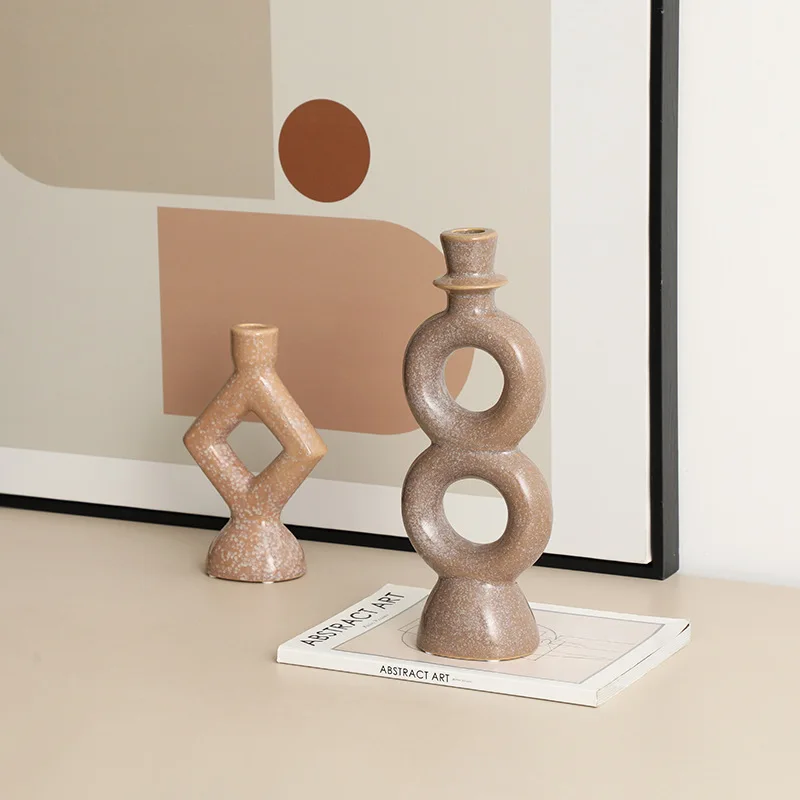 

Modern ins style creative geometric ceramic candle holder model room living room dining table decorative cabinet creative