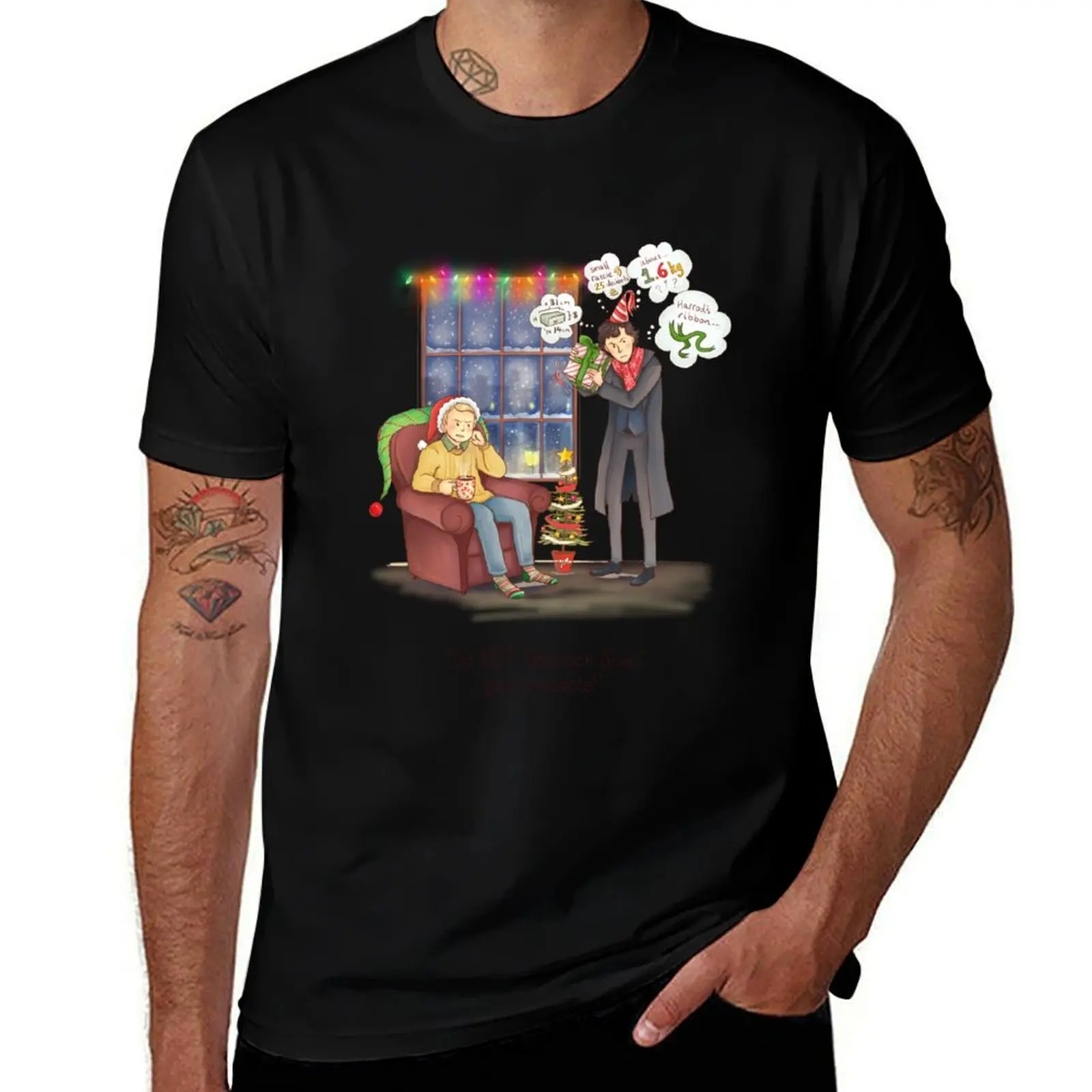 Sherlock's Santa Scan T-Shirt t shirts cotton 100% T-Shirt