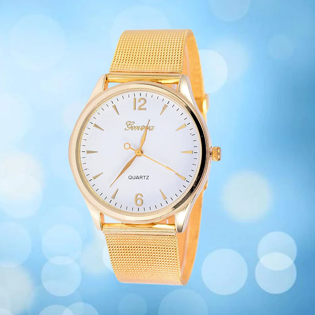 

Golden Mesh Belt Women's Quartz Watch White Dial Fashion Simple Gift Alloy Case Elegant for Birthday
