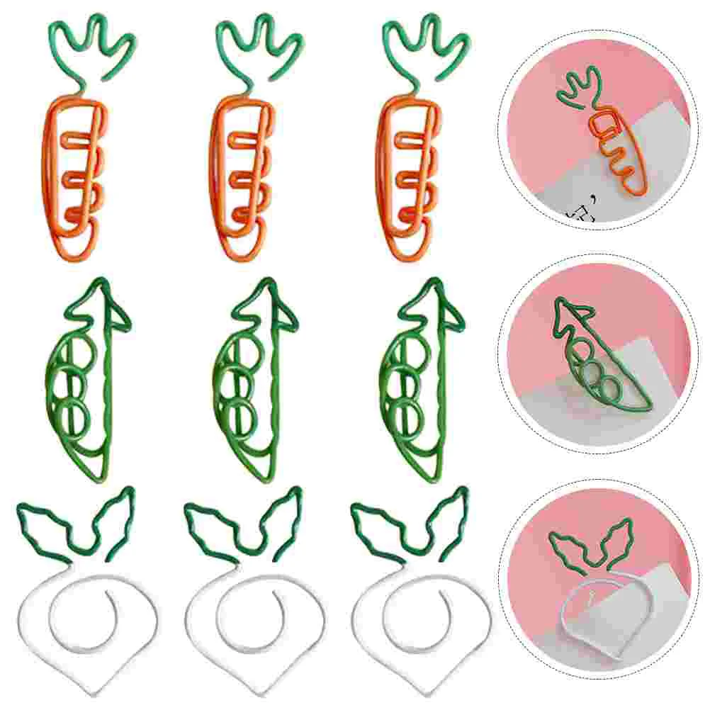 

9 Pcs Carrot Paperclip Marking for School Clips Decorative Unique Office Vegetable Bookmark Metal