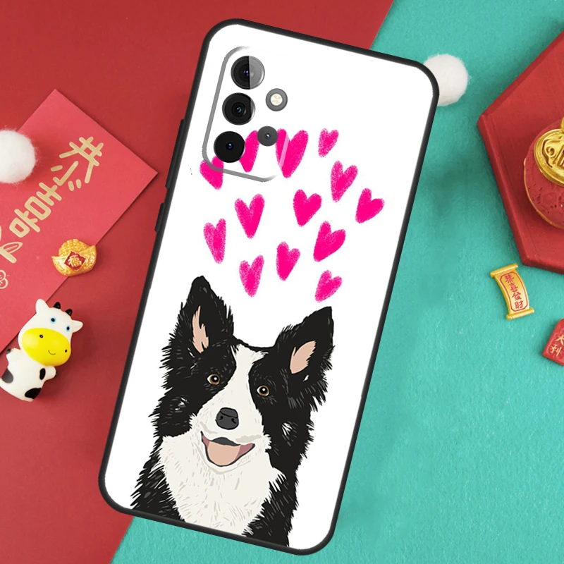 Border Collie Watercolor Case For Samsung Galaxy A34 A54 A14 A15 A25 A35 A55 A53 A33 A13 A52 A32 A12 A51 A71 Cover