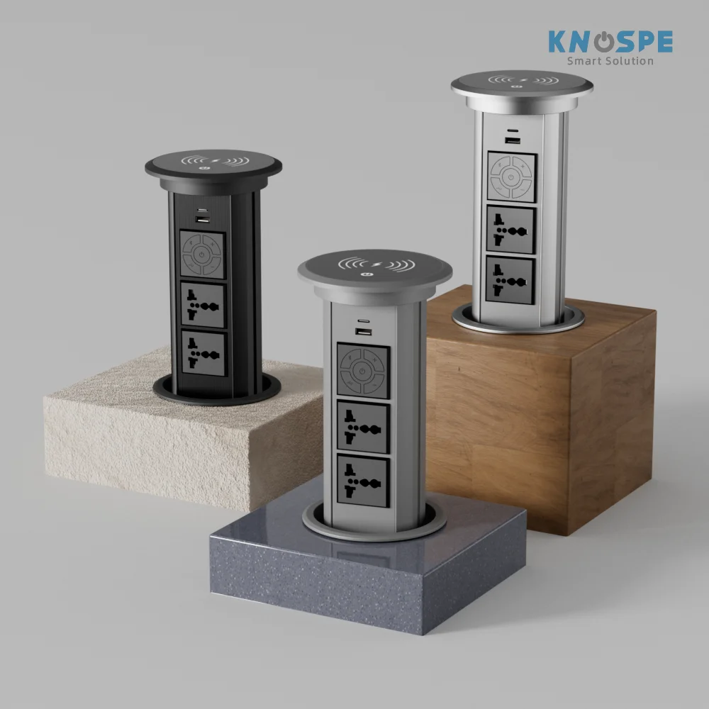 SAA/CE/CB/UKCV/ETL/KC/CCC Universal Serial Bus Desktop Smart Socket Kitchen Island Plug Wireless Electric Pop-Up Socket IP 44