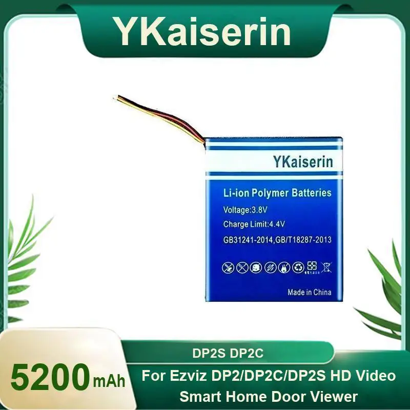 

5200mAh YKaiserin Battery For ezviz DP1 DP1S DP1C DP2 DP2C DP2S HD Video Smart Home Door Viewer Digital Batteries