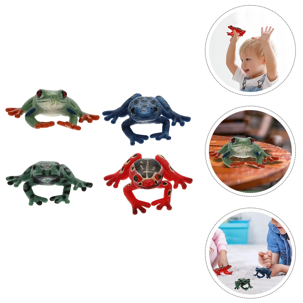 4 Uds. Modelo de rana, ranas de simulación, estatuilla Artificial simulada, juguete para niños, estatua, modelos de utilería de enseñanza