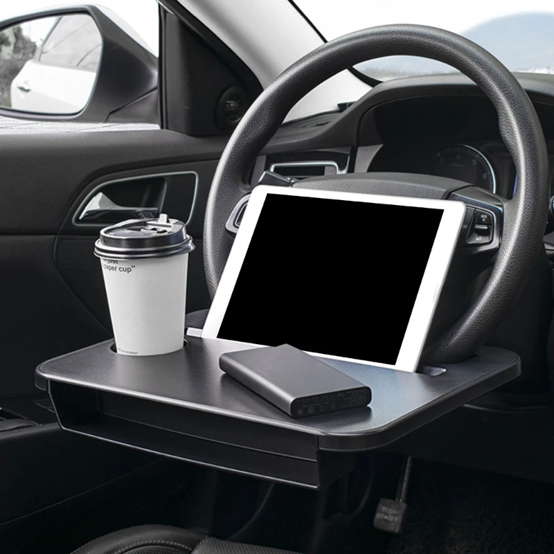 A2UC Steering Wheel Desk with Cup Slot for Parked Meals and Work Breaks
