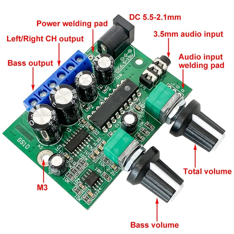 【Venta rápida】 Placa amplificadora de subwoofer Digital de 2,1 canales 2X6w + 25W amplificador de potencia de Audio estéreo Hifi de graves puros módulo de doble canal