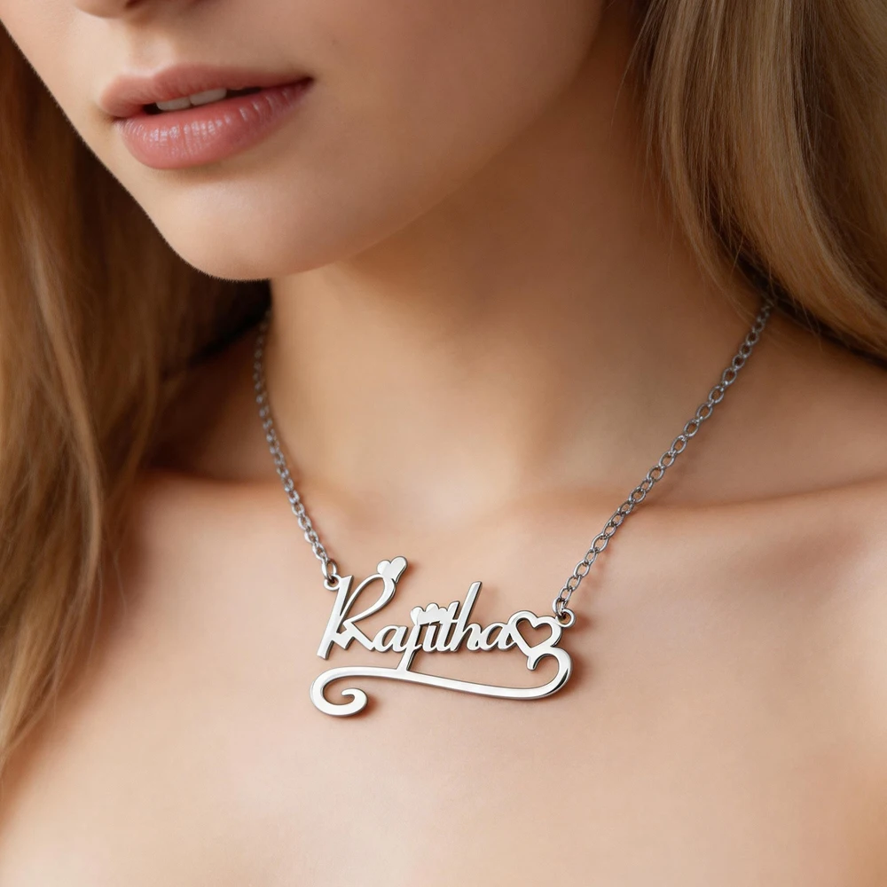 Colliers personnalisés avec nom pour femmes, collier avec nom personnalisé et cœur, collier ras du cou en acier inoxydable, bijoux de mariage, cadeau pour meilleure amie
