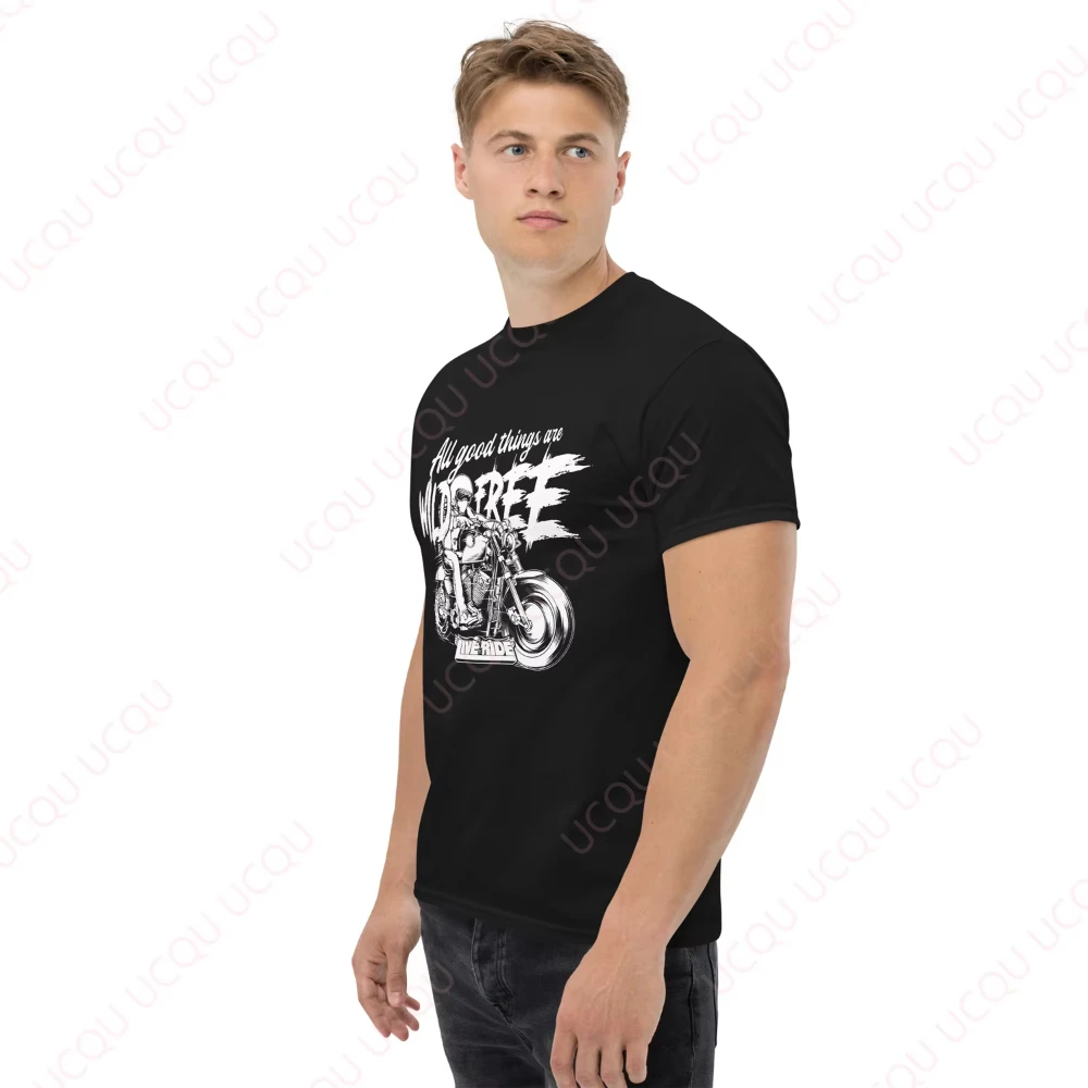 

All Good Things Are Wild And Free Moto T-Shirt Classic Style Outdoor Equipe Unisex Summer Quick dry Rider Motorcycle T-shirt