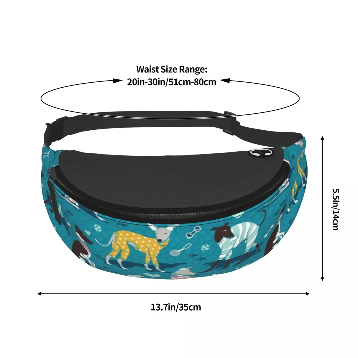 Greyhounds Dog Fanny Pack para homens e mulheres, bolsa de cintura crossbody para caminhadas, bolsa de dinheiro para telefone, Whippet fofo