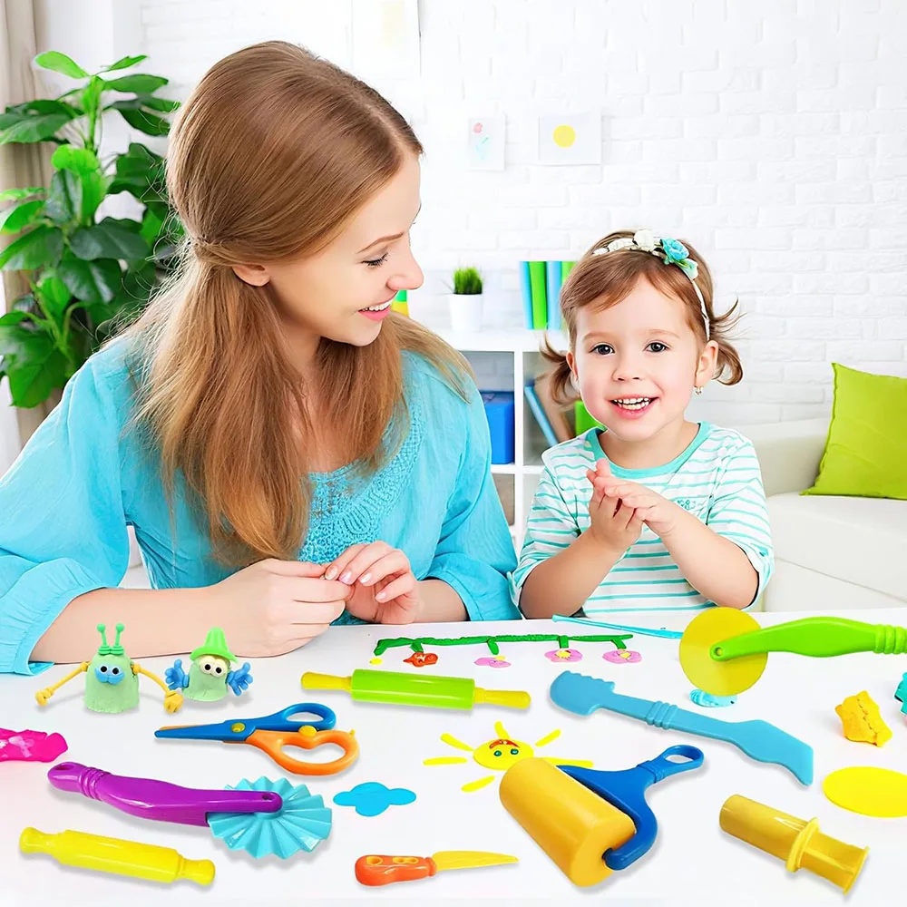 4-45-teiliges Kinder-Knetmasse-Werkzeugset mit verschiedenen Tierformen, Meeresmuschel-Ausstechern, Teigrollern, Plastilin-Formen und Ton-Zubehör – Detail 2