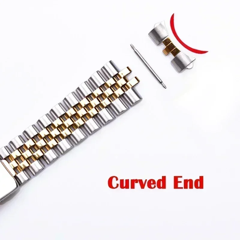 Luxury Curved End Watch Band for Rolex DATEJUST Jubilee Stainless Steel Bracelet Accessories 18mm 19mm 20mm 21mm Metal Belt