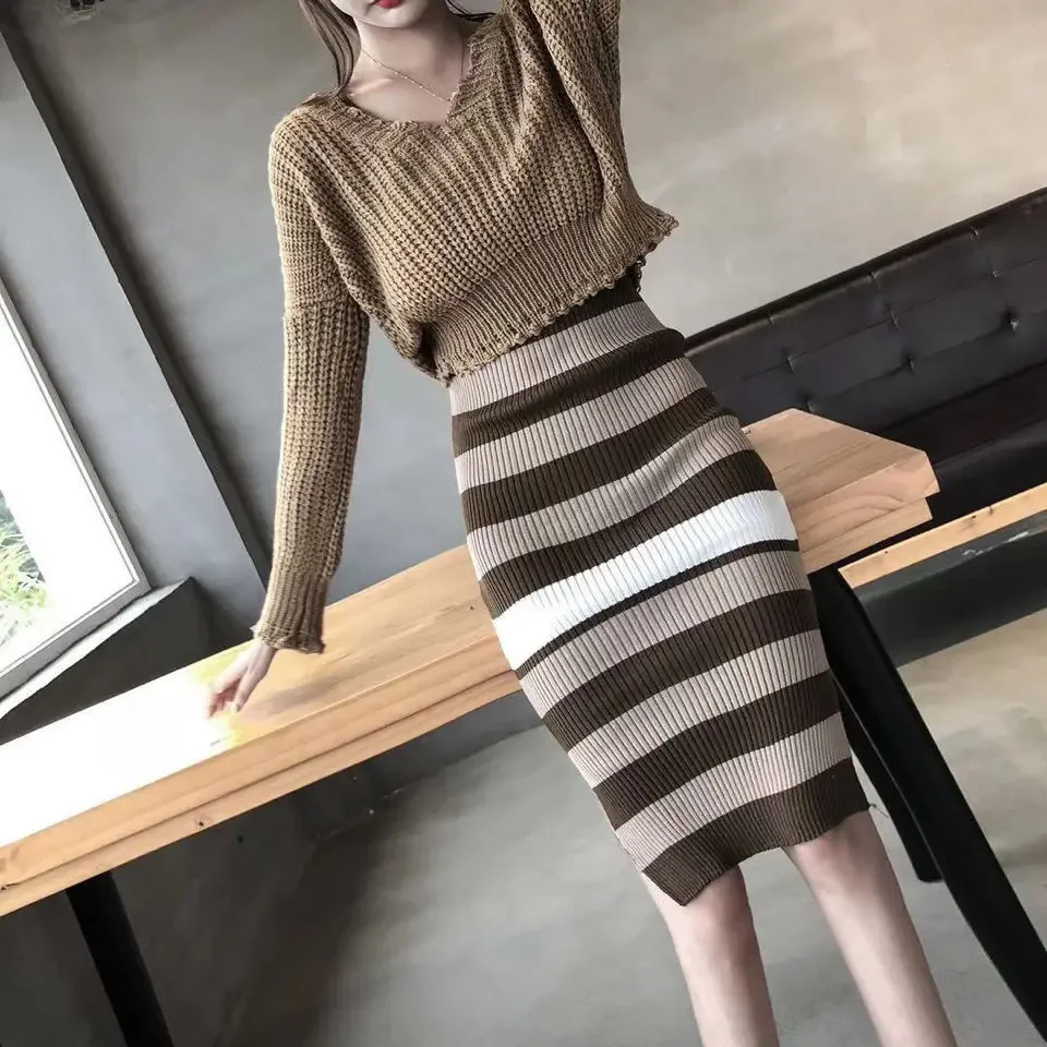 Sexy Slit Long Sleeve 2 Pieces Sets for Women Dress Woman Outfit Top and Bottom Co Ord Summer Clothes 2024 Elegant Casual Chic