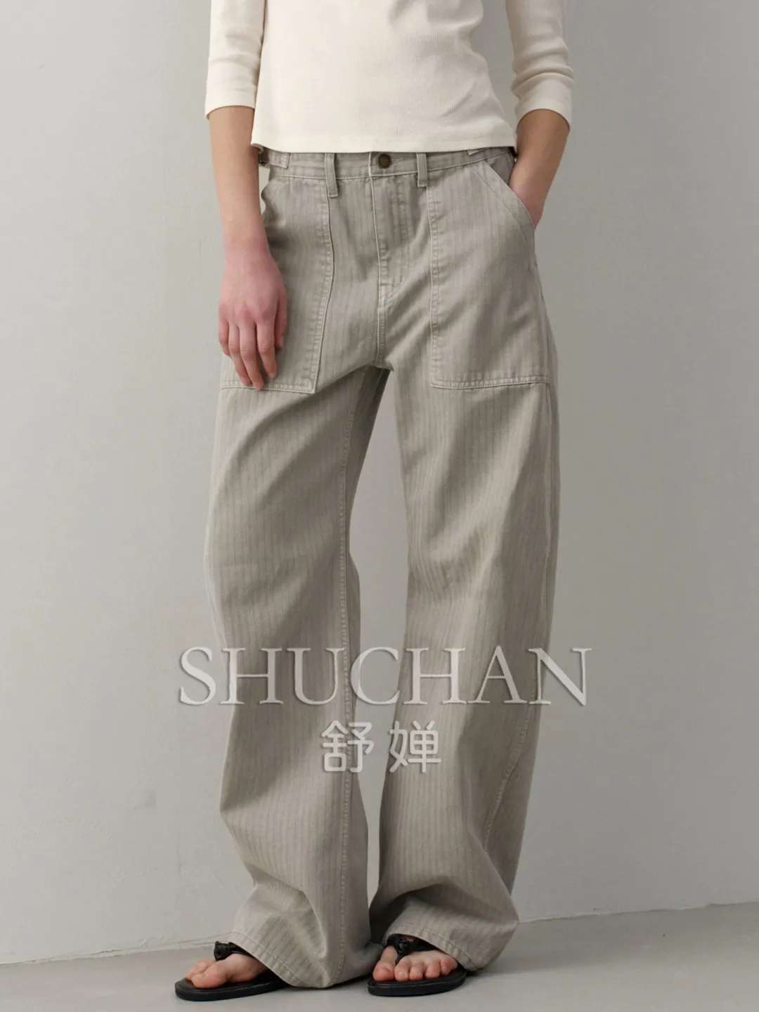 Denim Tooling Casual Pants Women's Autumn New High Waist Skinny Loose Skinny Wide Leg Pants