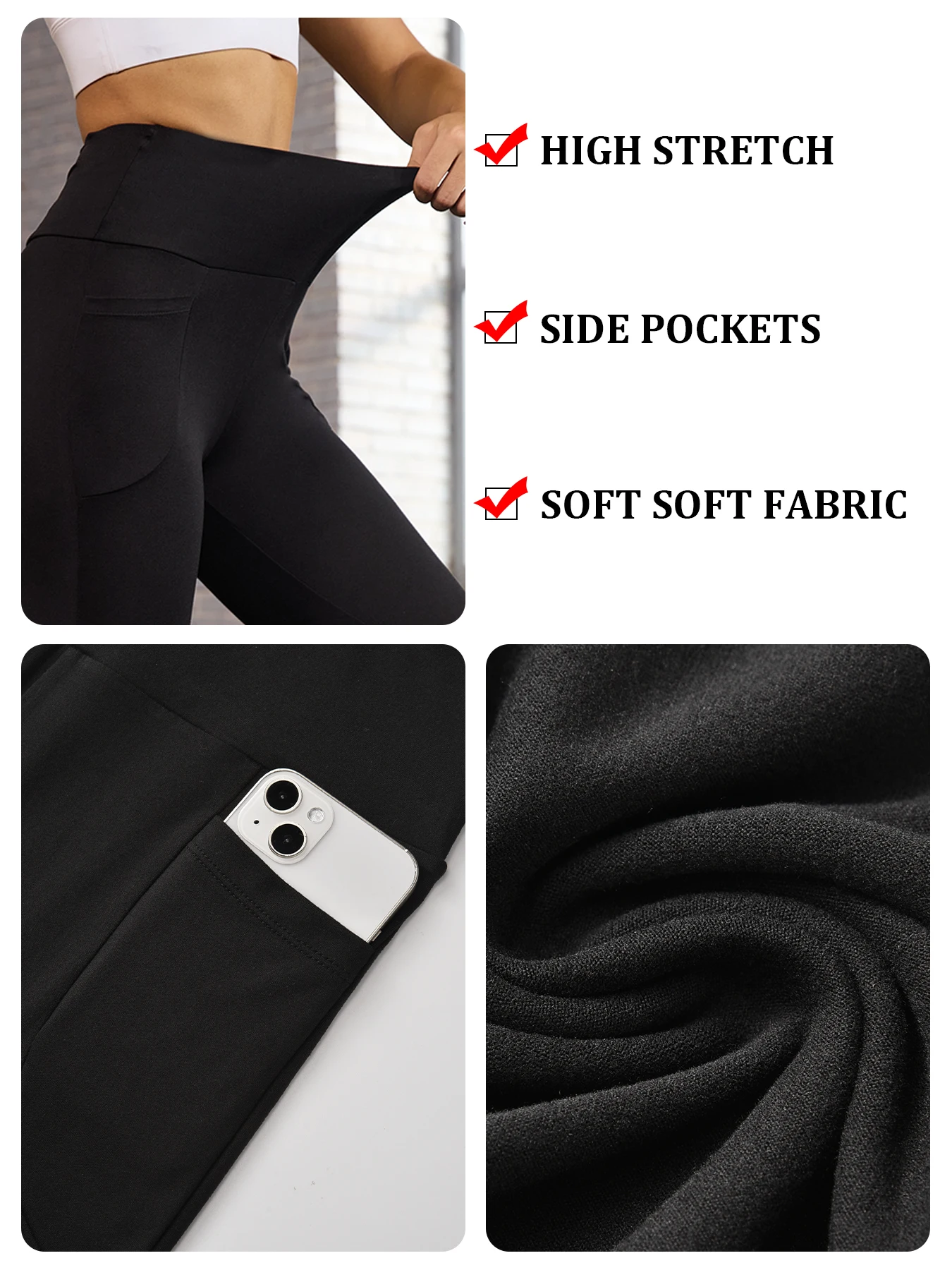 عبوتان من طماق اليوغا عالية الخصر مع جيوب - تحكم نسائي فائق النعومة في البطن للتمرين والراحة اليومية