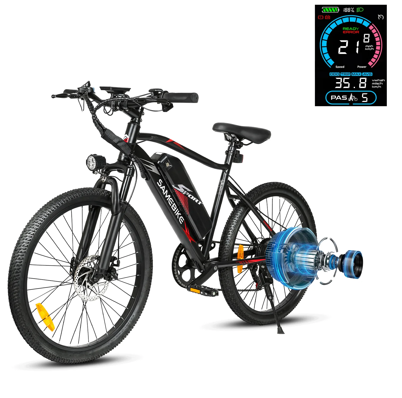 

Электрический велосипед SAMEBIKE EBE2 с датчиком крутящего момента, двигатель 500 Вт и электрический велосипед со съемной батареей 36 В, вездеходный горный электронный велосипед 26 дюймов