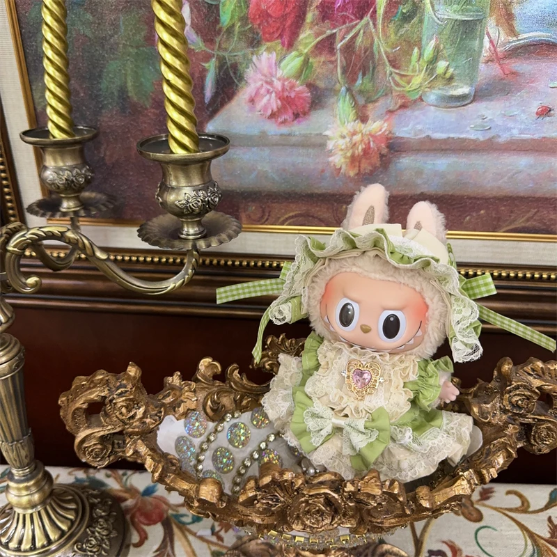 LABUBU clothes baby clothes 17 cm heart-wrenching macaron sitting in party Headdress + skirt suit（2 points）