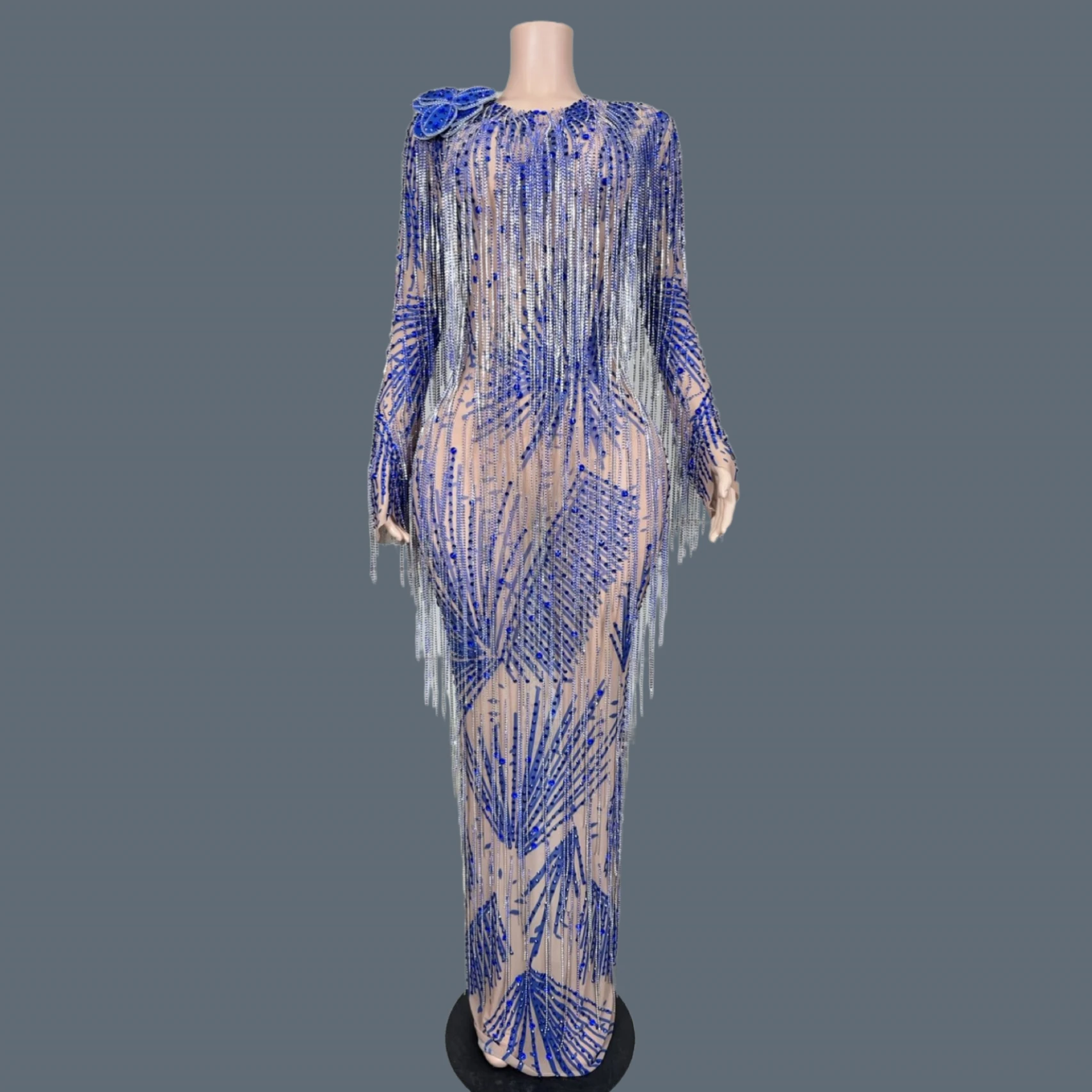 

Sparkly Rhinestone Christmas Halloween Holiday Luxury Dresses Celebrate Party Graduation Dresses Floor-length Silk Dress Lanmei