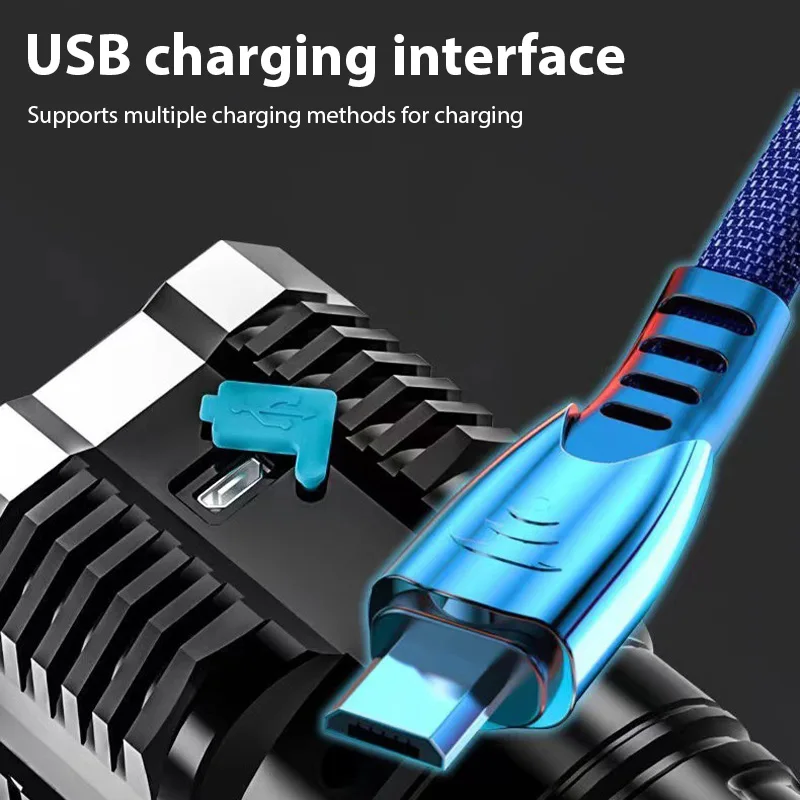 Multi-Functional Strong Light Enhancing Flashlight Outdoor Hiking and Exploration USB Rechargeable LED High-Beam Flashlight