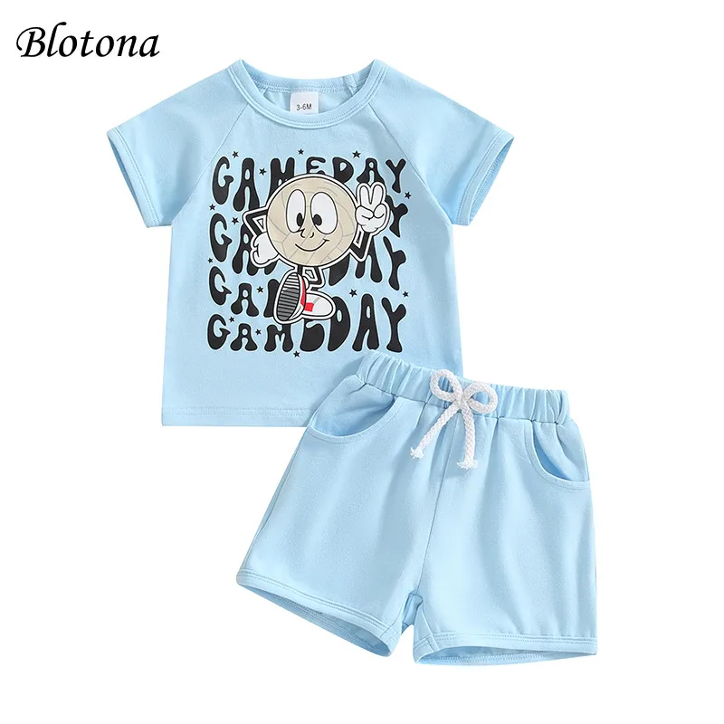 

Blotona Baby Shorts Set Short Sleeve Cartoon Print T-Shirt and Shorts Newborn Baseball Outfits 3M-3Y