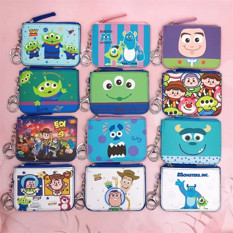 

Disney Toy Story Cartoon Character Mini Purse Three Eyes Sullivan Badge Card Bag Kawaii Coin Purse with Keychain Portable Wallet